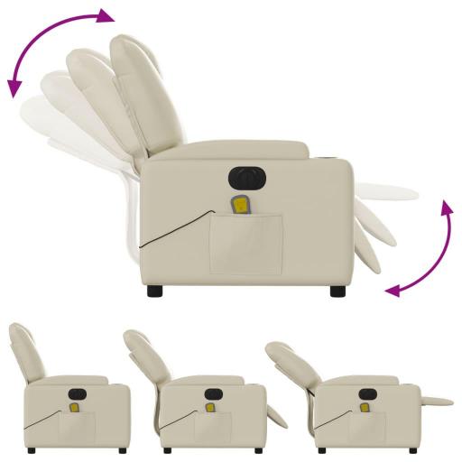 Sillón de masaje reclinable eléctrico polipiel CREMA [3]