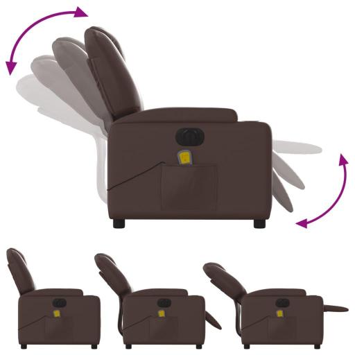 Sillón de masaje reclinable eléctrico polipiel MARRÓN [3]