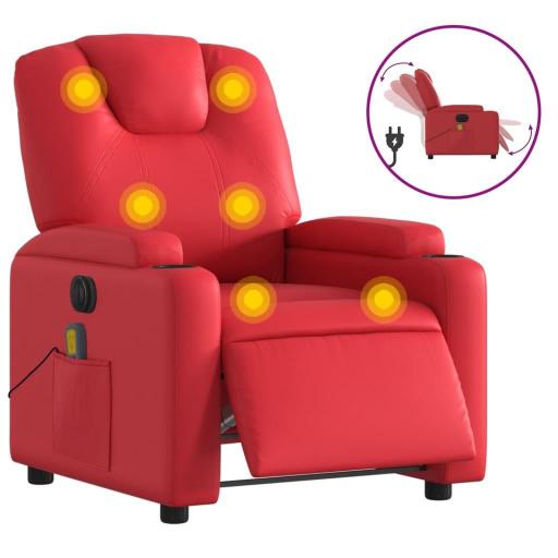 Sillón de masaje reclinable eléctrico polipiel ROJO [1]