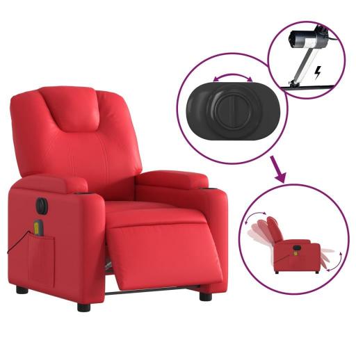 Sillón de masaje reclinable eléctrico polipiel ROJO [2]