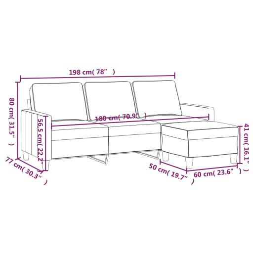 Sofá de 3 plazas con reposapiés GRIS CLARO [5]