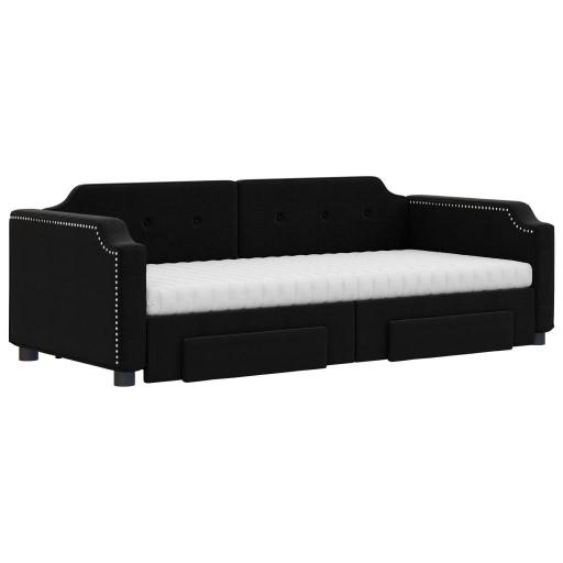 Sofá cama con colchones y cajones 90x200 - 180x200 NEGRO [1]