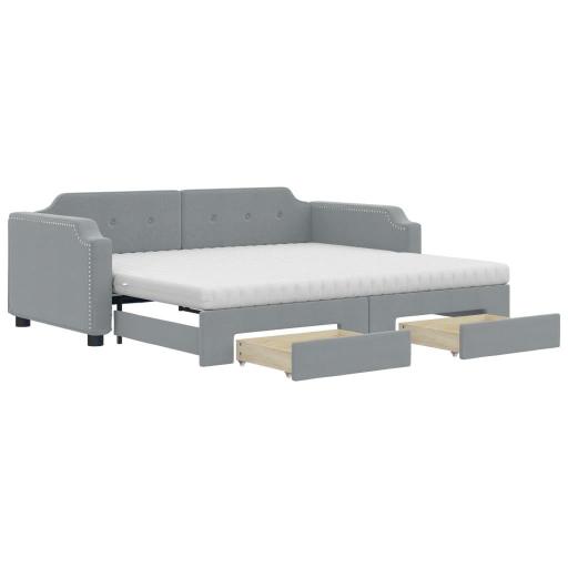 Sofá cama con colchones y cajones 90x200 - 180x200 GRIS CLARO [2]