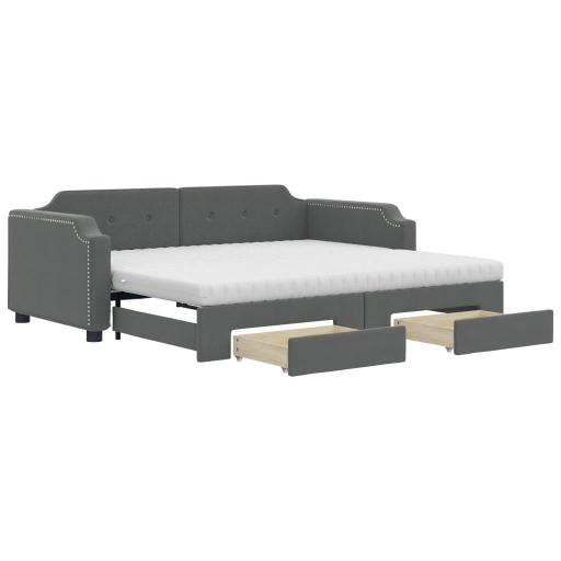 Sofá cama con colchones y cajones 90x200 - 180x200 GRIS OSCURO [2]