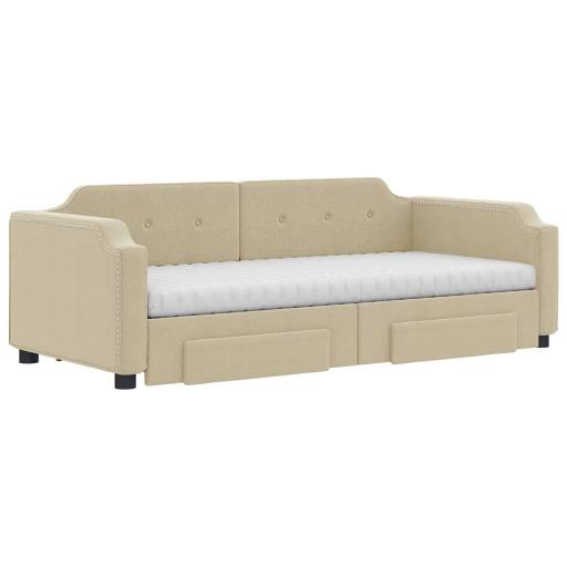Sofá cama con colchones y cajones 90x200 - 180x200 CREMA [1]