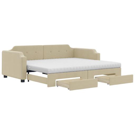 Sofá cama con colchones y cajones 90x200 - 180x200 CREMA [2]