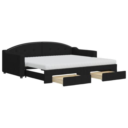 Sofá cama con colchones y cajones 90x200 - 180x200 NEGRO [2]