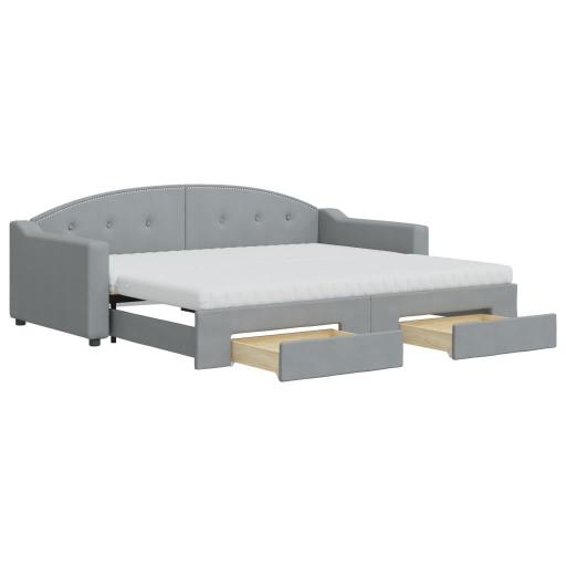 Sofá cama con colchones y cajones 90x200 - 180x200 GRIS CLARO [2]