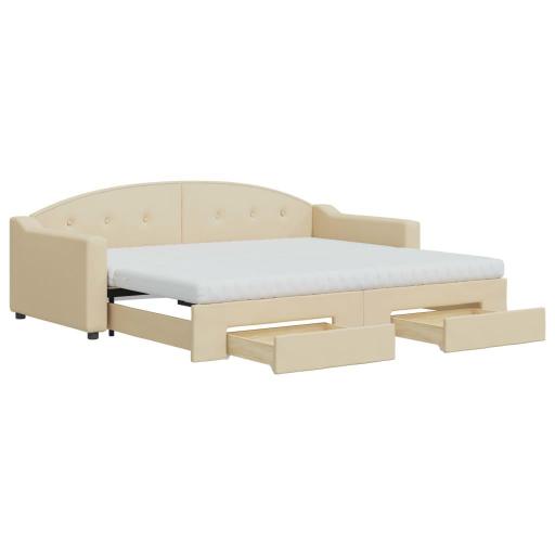 Sofá cama con colchones y cajones 90x200 - 180x200 CREMA [2]