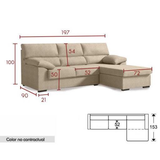 Sofá chaiselongue reversible 197cm CREMA [3]