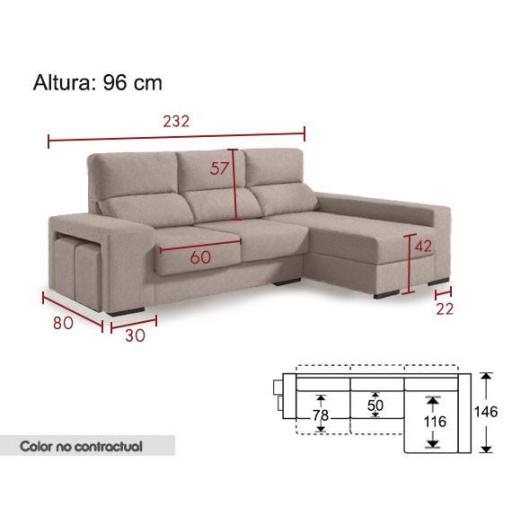 Sofá chaiselongue 232cm GRIS CLARO [2]