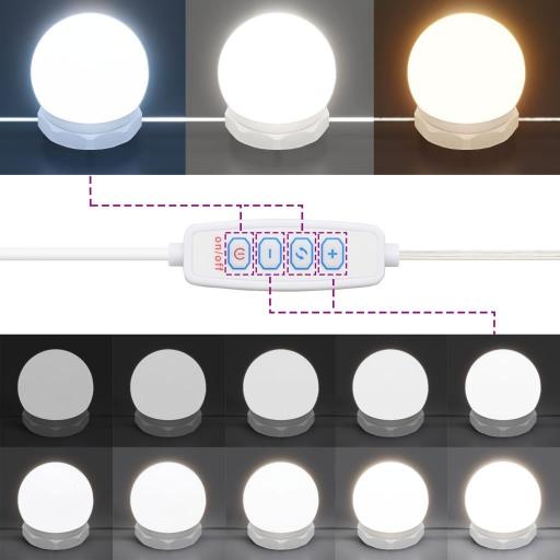 Tocador con LED 60x40x140cm BLANCO BRILLO [4]