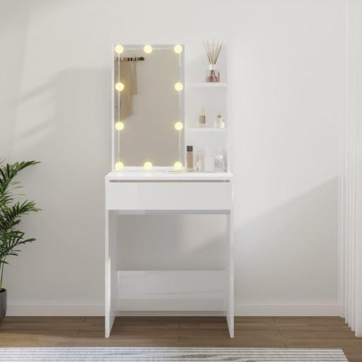 Tocador con LED 60x40x140cm BLANCO BRILLO [2]