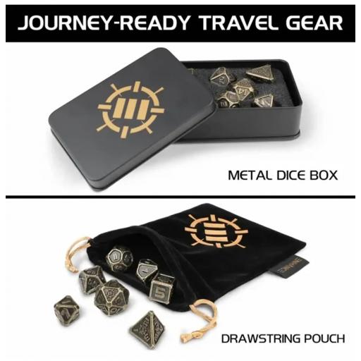 Set Dados Metal D&D (7 Unidades) con Estuche – Enhance Gaming [1]