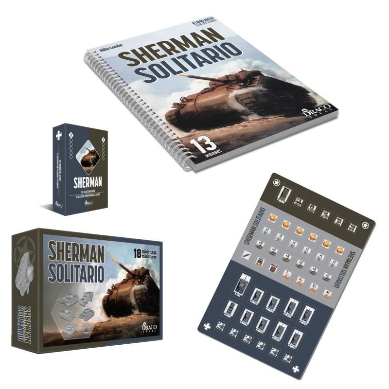 Sherman Solitario + Plancha de fichas + 18 Miniaturas + Set de dados