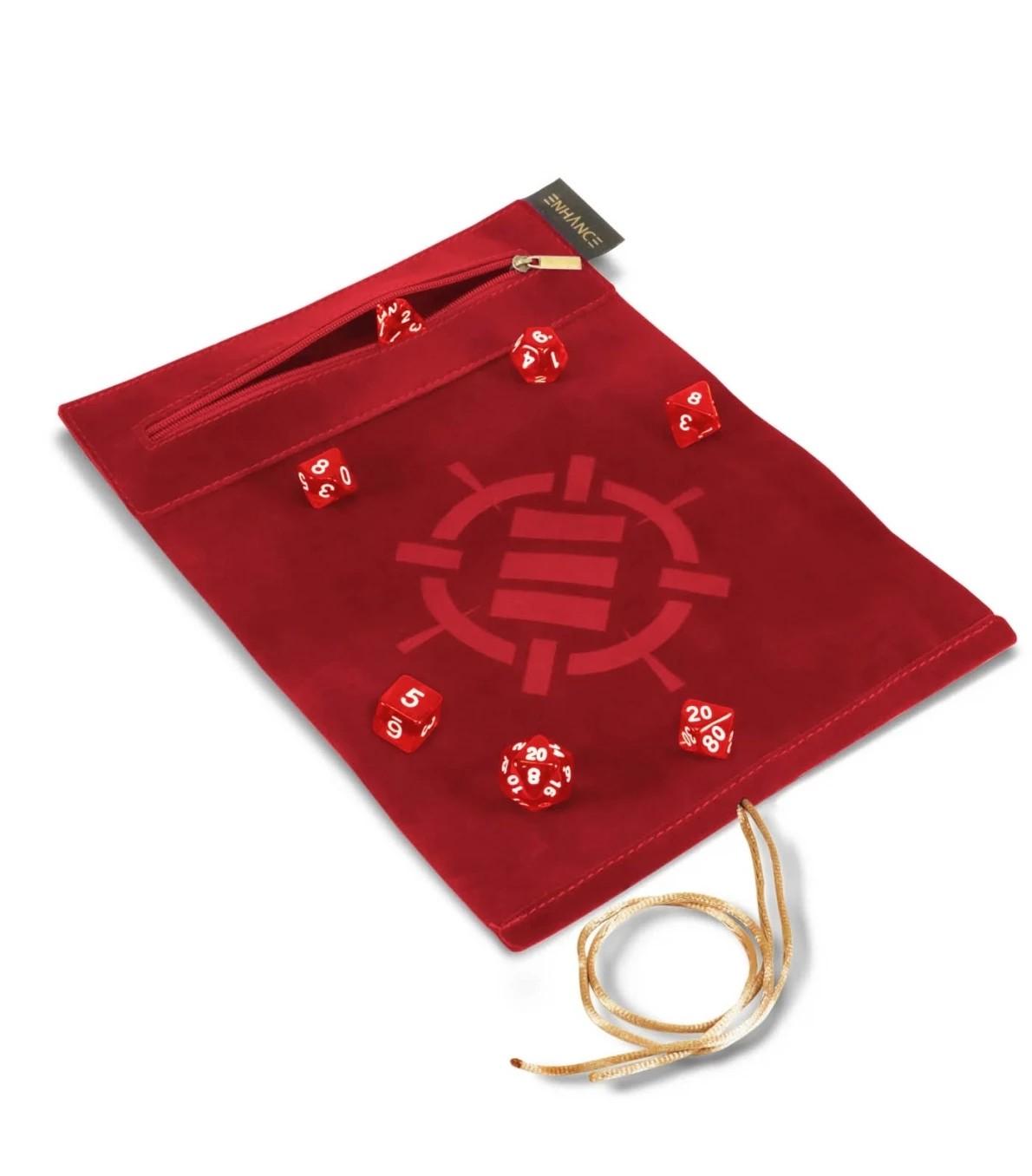 Tapete “Roll on a Scroll con 7 Dados Acrílicos (Rojo) - Enhance Gaming
