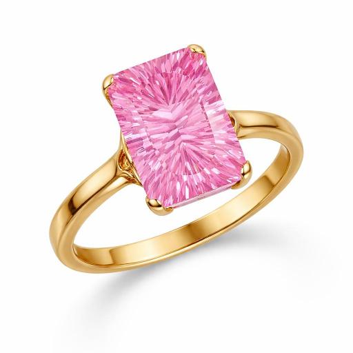 Anillo Oro 18K con Piedra Rosa de Francia – Encanto Sofisticado [0]