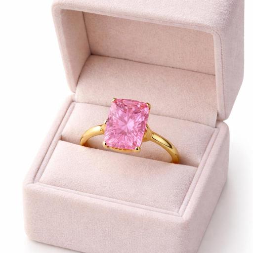 Anillo Oro 18K con Piedra Rosa de Francia – Encanto Sofisticado [1]