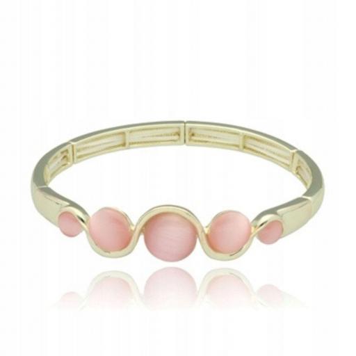 Pulsera en tono dorado con cuarzo rosa [0]