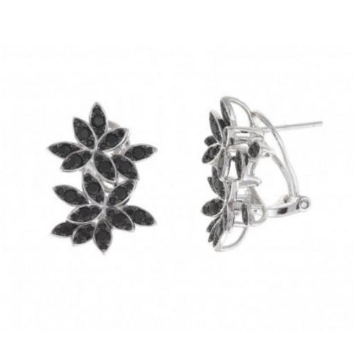 Pendientes flores negras de Salvatore cierre omega 112A0271 [1]