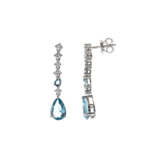 Pendientes para invitada de plata con cristal azul zafiro 112A0303