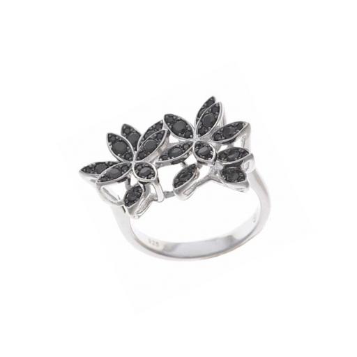 Anillo flores negras talla 18 de Salvatore 136S0239