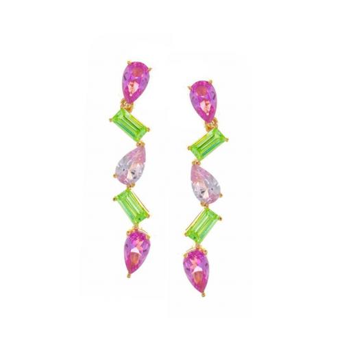 Pendientes Salvatore en tono rosa y verde 136A0555