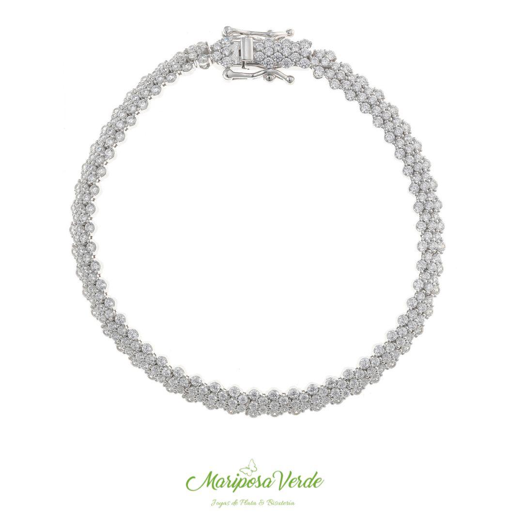 Pulsera de circonitas en forma de espiga Salvatore Plata
