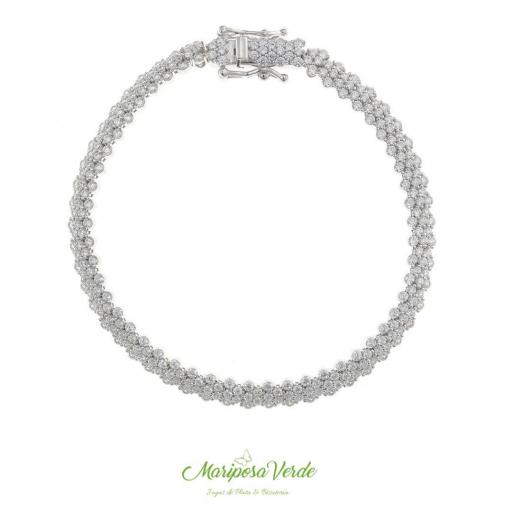 Pulsera de circonitas en forma de espiga Salvatore Plata [0]