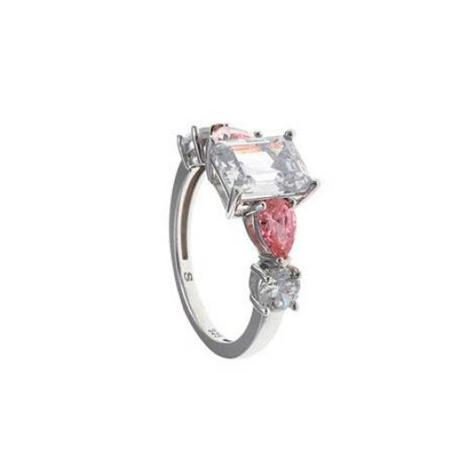 Anillo plata circonitas blancas y rosa de Salvatore Plata para mujer Talla 16