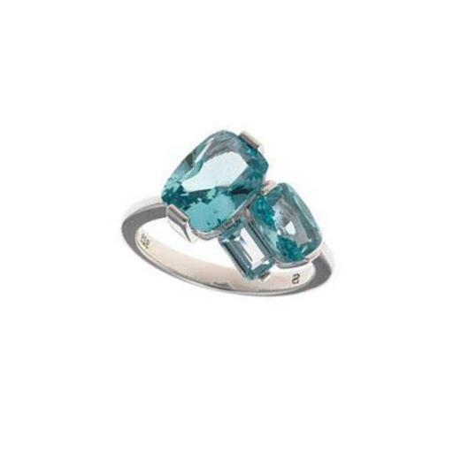  Anillo plata circonitas azul aguamarina de Salvatore Plata para mujer Talla 14