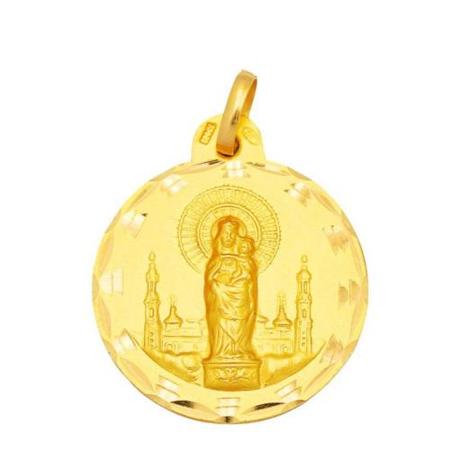  Colgante medalla de oro 18k Virgen del Pilar 23 mm