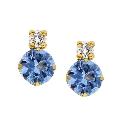 Pendientes de oro 18k con circonita azul