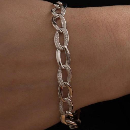 Pulsera gruesa de eslabones de plata trenza con circonitas [1]