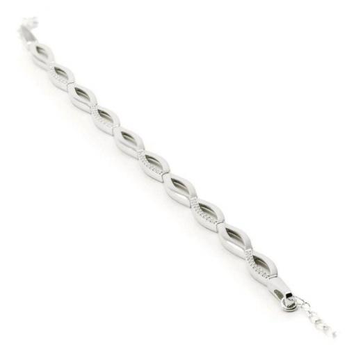 Elegante pulsera trenzada de plata con circonitas para mujer