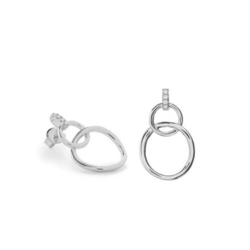 Elegantes pendientes doble círculo Lineargent para mujer