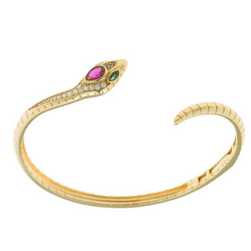 Pulsera de plata baño en oro SERPIENTE, ¡la opción perfecta para la mujer moderna y atrevida como tú! 