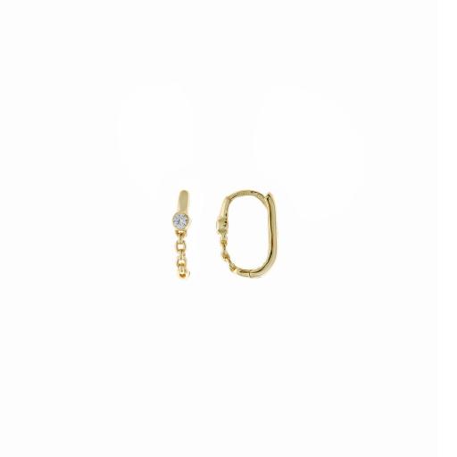 Pendientes plata baño en oro aro ovalado 213A0375