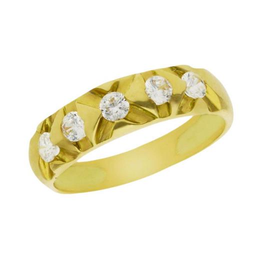 Anillo de Oro 18k Decorado con Circonitas Resplandecientes