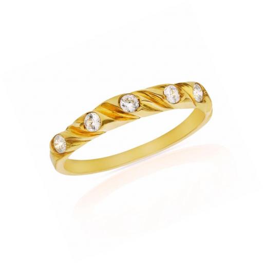  Anillo de oro amarillo 18k con 5 circonitas