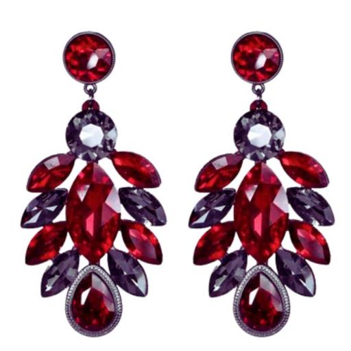  Pendientes elegantes de fiesta en tono negro y rojo