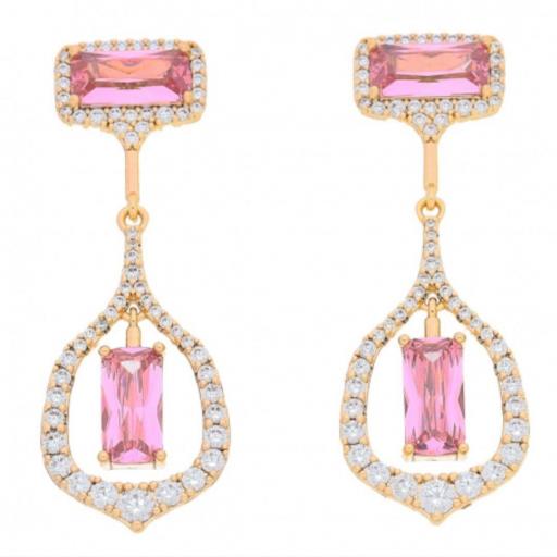 Pendientes elegantes cristal rosa para mujer