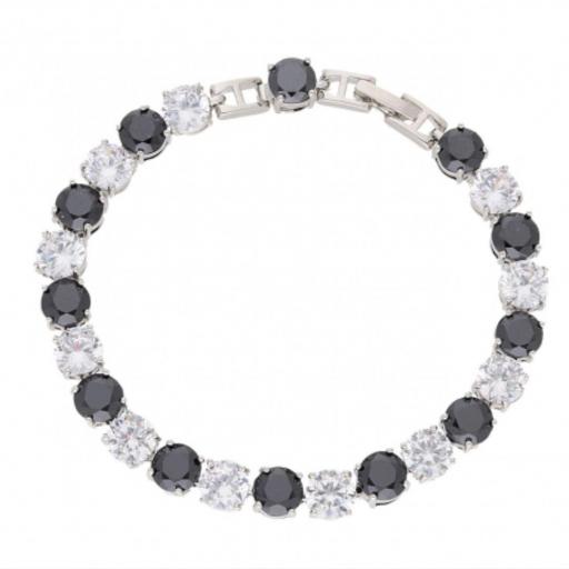 Pulsera para mujer cristales blanco y negro