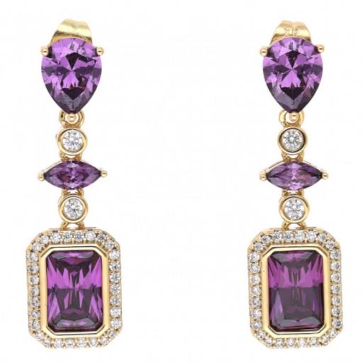 Pendientes largos en tono violeta