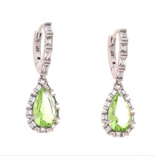 Pendientes colgantes con cristal verde