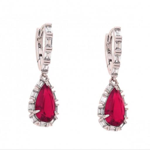 Pendientes colgantes con cristal rojo