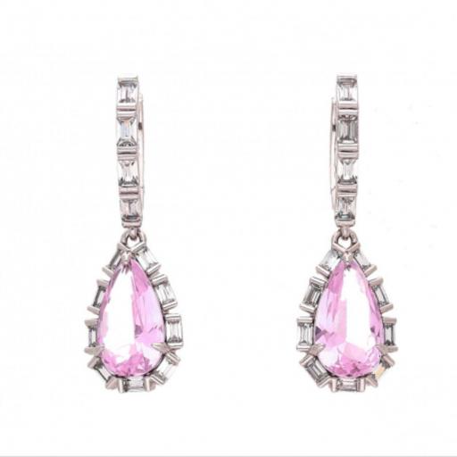 Pendientes colgantes con cristal rosa