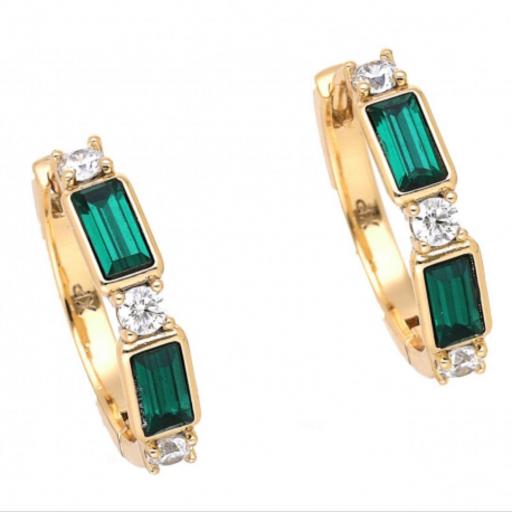  Pendientes aros con cristales verdes