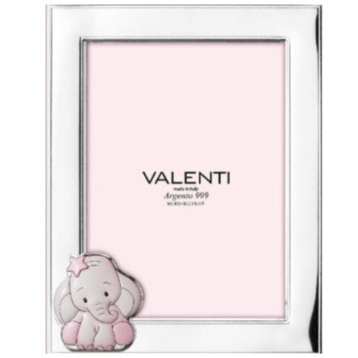 Marco de fotos infantil, elefante rosa sentado con una estrella 13x18 cm