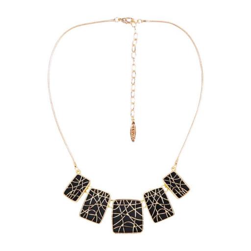 Collar corto para mujer en tono negro dorado [1]